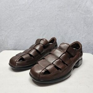 Aetrex Sandals Mens Size 14 Wide Brown Leather Fisherman Comfort Diabetic 14W